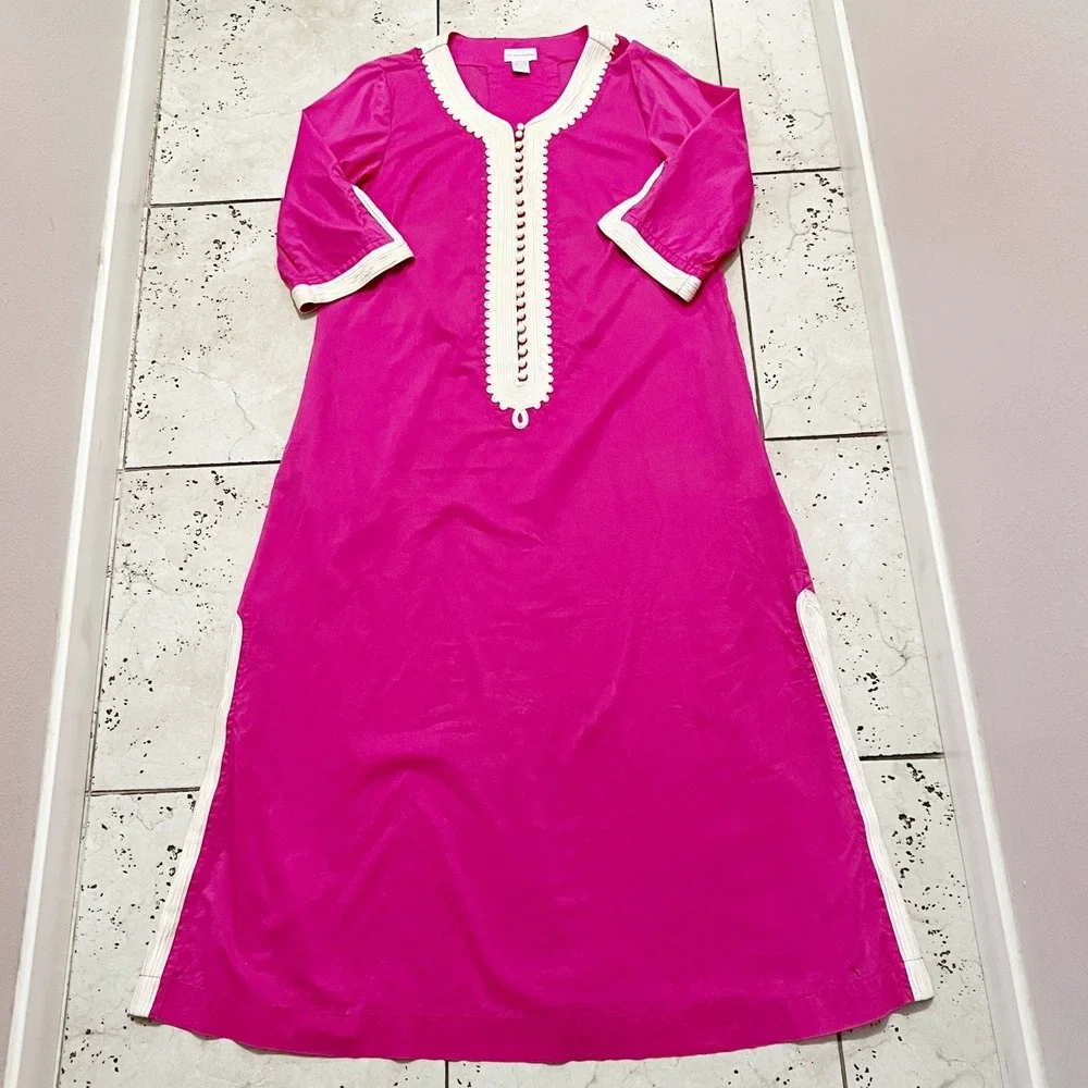 Soft Surroundings Fuchsia Maxi Dress White‎ Ornate Trim Size Medium - Picture 10 of 13